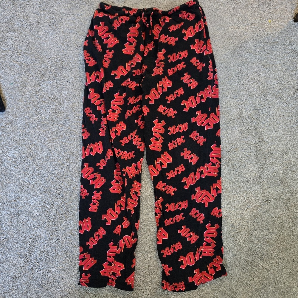 ACDC Band Sleeping Lounge Pants Mens M Medium Grunge Rock Elastic Waist